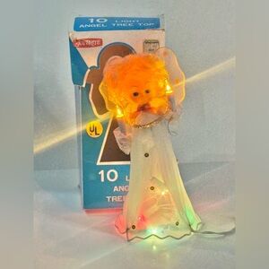 JoyBrite 10-Light Angel Tree Top Topper Blonde Hair W/ Box - Works Vintage